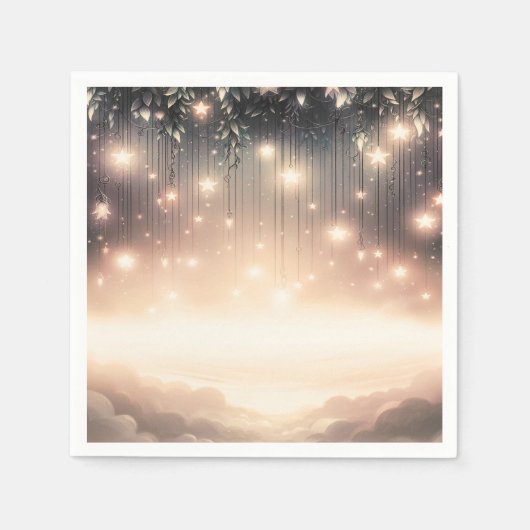 Himmelsbaum-Glühstars und Wolken verzaubert Serviette (Vorderseite)