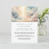 Himmelsbeerdigung zum Foto des Lebens Einladung (Stehend Vorderseite)