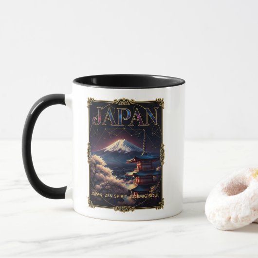 Himmelsberg Fuji Japan Pagode Reise Kunst Tasse (Mit Donut)