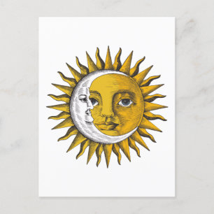 Himmelsbild von Sonne und Mond Postkarte