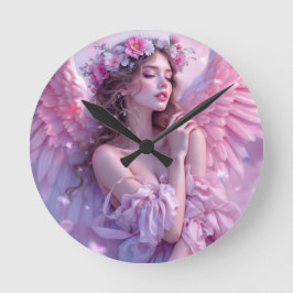 Himmelsblau: Der Engel des Petalhimmel Runde Wanduhr