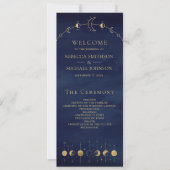 Himmelsblau Gold Halbmond Hochzeitsprogramm (Vorderseite)