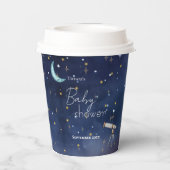 Himmelsblau Himmelsmond & Sterne Babydusche Pappbecher (Rückseite)