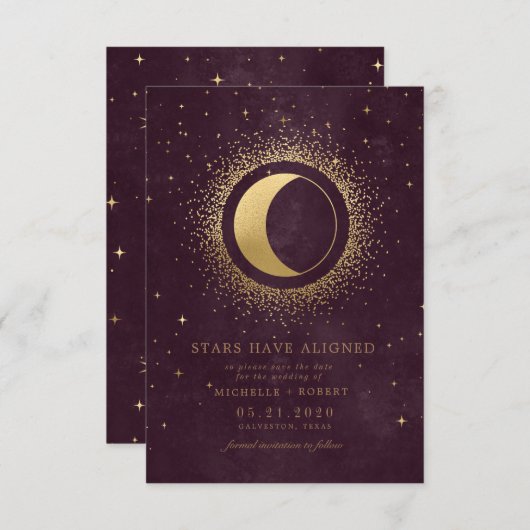 Himmelsblau-Sterne-Foto Mitternacht Save the Date Einladung (Vorne/Hinten)