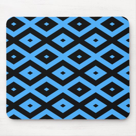 Himmelsblau und schwarz - Diamantenmuster Mousepad (Vorne)
