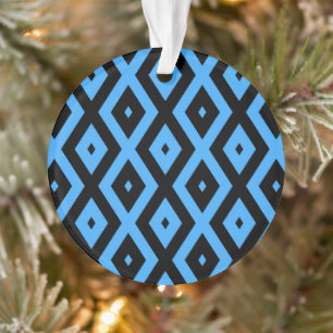 Himmelsblau und schwarz - Diamantenmuster Ornament