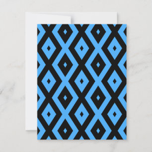 Himmelsblau und schwarz - Diamantenmuster RSVP Karte