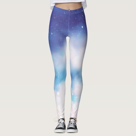 Himmelsblauer Nebel Leggings (Vorderseite)