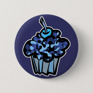 Himmelsblauer Tarnkappenkuchen Button
