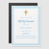 Himmelsblauer Weißer Junge Erste Heilige Kommune Magneteinladung (Vorne/Hinten)