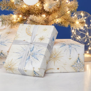 Himmelsblaues Saphir-Weihnachtspapier Geschenkpapier
