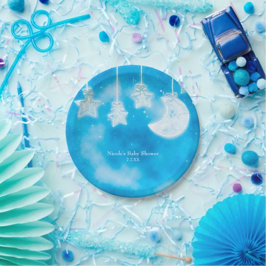 Himmelsblühende Sterne & Moon Blauer Himmelsdusche Pappteller (Party)