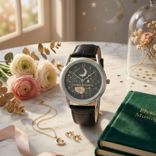 Himmelsblumen-Mond-Uhr Armbanduhr