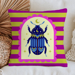 Himmelsbug-Design Grün und Lila Streifen Retro Kissen