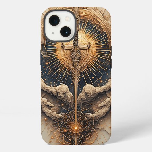 Himmelschwert mit Engelsflügeln iPhone Hülle (Rückseite)