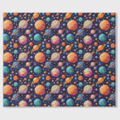 Himmelsflugzeuge und Sterne Geschenkpapier (Flach)