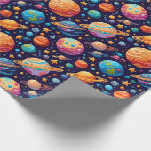 Himmelsflugzeuge und Sterne Geschenkpapier (Ecke)