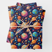 Himmelsflugzeuge und Sterne Geschenkpapier Set (Beispiel)