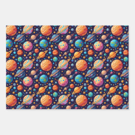 Himmelsflugzeuge und Sterne Geschenkpapier Set