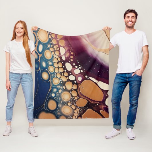 Himmelsfluid-Marmor in Mitternachtsgold Fleecedecke (Beispiel)