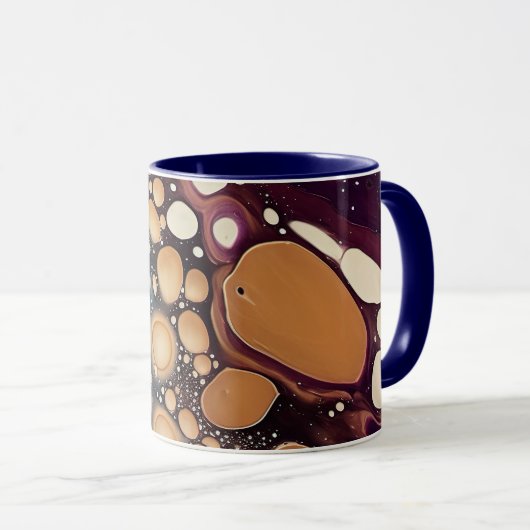 Himmelsfluid-Marmor in Mitternachtsgold Tasse (VorderseiteRechts)