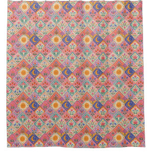 Himmelsfolklore-Patchwork-Duschvorhang – Laune Duschvorhang