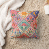Himmelsfolklore-Patchwork-Pilz-Sonne-Mond-Wurf Kissen (Decke)