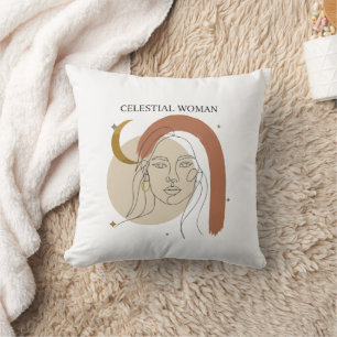 Himmelsfrau Boho Minimalistisch Abstrakte Linienku Kissen