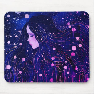 Himmelsfrau Göttin Mond Sterne Himmel Mousepad