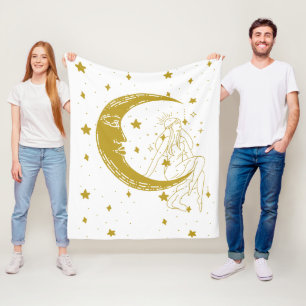 Himmelsfrau, Mond Sterne, Boho, elegante Astronomi Fleecedecke