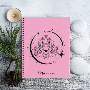 Himmelsfrau, Mond Sterne, Boho, elegante Astronomi Notizblock