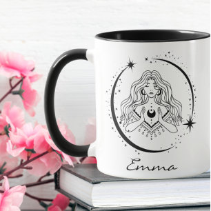 Himmelsfrau, Mond Sterne, Boho, elegante Astronomi Tasse