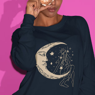 Himmelsfrau Mond & Sterne, Boho, elegantes Gold Sweatshirt