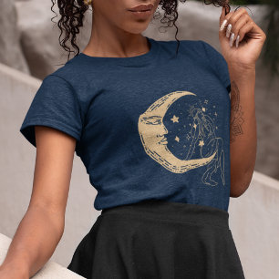 Himmelsfrau Mond & Sterne, Boho, elegantes Gold Tri-Blend Shirt
