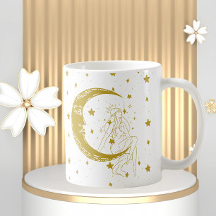 Himmelsfrau, Mondsterne, boho, elegante Astronomie Kaffeetasse