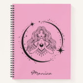 Himmelsfrau, Mondsterne, boho, elegante Astronomie Notizblock (Vorderseite)