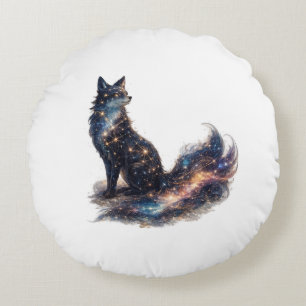Himmelsfuchs Kosmische Fantasiefigur Rundes Kissen