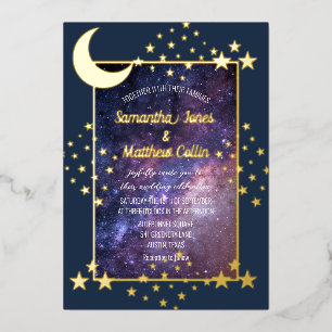 Himmelsgalaxie Kosmos Mond Himmel Goldfolie Hochze Folieneinladung