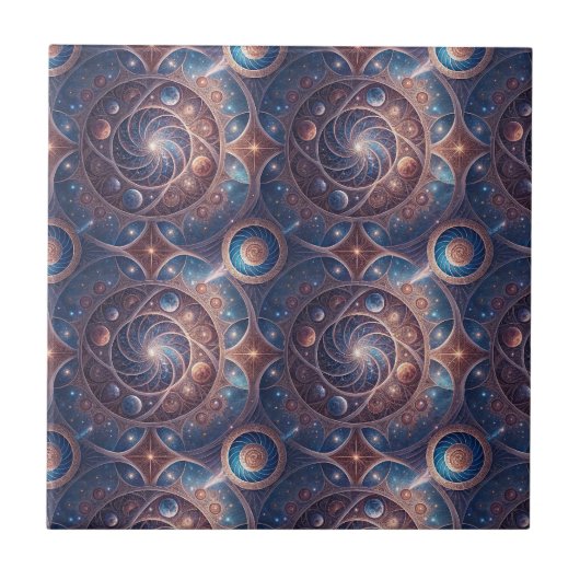 Himmelsgalaxie Spirale Mandala Design Muster Kunst Fliese (Vorderseite)