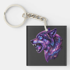 Himmelsgalaxie Wolf Brüllen Grafik T-Shirt Schlüsselanhänger