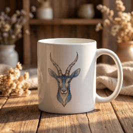 Himmelsgazellen-Tasse Gold & Blau Luxus-Linienkuns Kaffeetasse