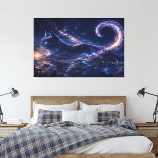 Himmelsgeistkatze unter dem Galaxiemond Leinwanddruck