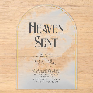 Himmelsgesandte Bewölkte Babyparty-Akrinvitation Acryleinladungen