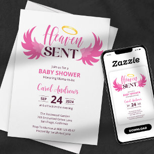 Himmelsgesandte rosa Engel Flügel Baby Shower Einladung
