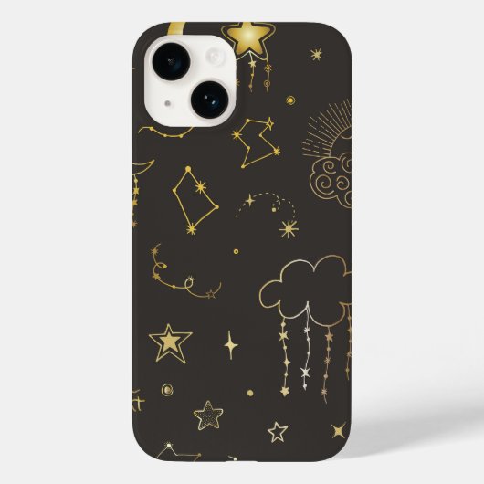 Himmelsgoldene Sterne, Mond und Sternbilder Case-Mate iPhone Hülle (Rückseite)