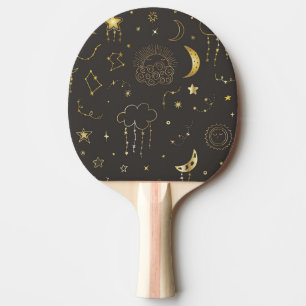 Himmelsgoldene Sterne, Mond und Sternbilder Tischtennis Schläger