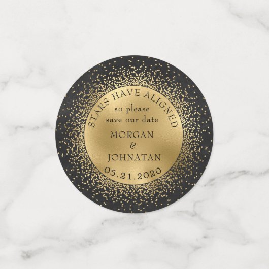 Himmelsgoldenmond Mitternacht Save the Date Konfetti (Klein Vorderseite)