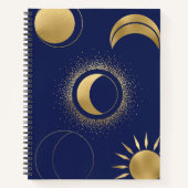 Himmelsgoldenmondphasen Ekliptik lila Blau Notizblock (Vorderseite)