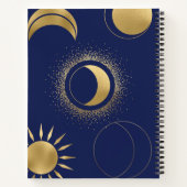 Himmelsgoldenmondphasen Ekliptik lila Blau Notizblock (Rückseite)