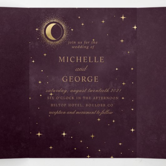 Himmelsgoldmond - Dreifaltigkeitshochzeit Dreifach Gefaltete Einladung (Innenseite Mitte)